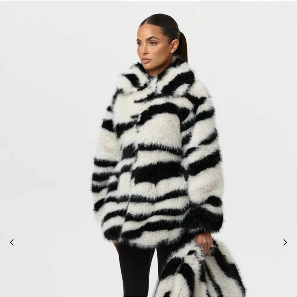 Brand New Faux Fur Zebra Coat from Naked Wardrobe